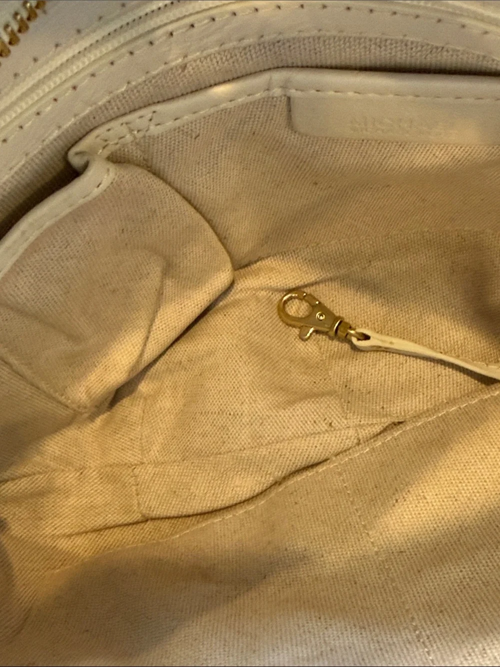Michael Kors Cream Leather Hobo Bag with Brown Strap Vintage Gold hardware